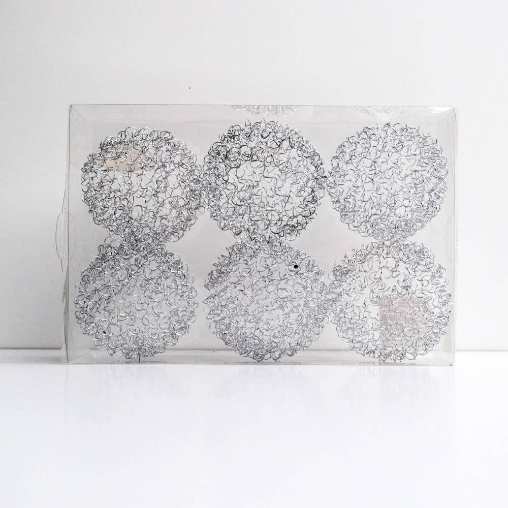 6 Boules metal argent | SAPINS.FR