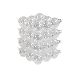 Boules transparentes et scintillantes empilées, créant un effet lumineux et élégant.