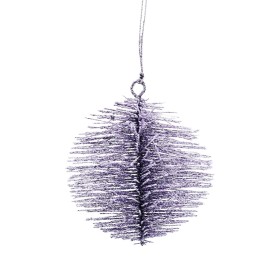 Ornement en forme d'œuf, brillant violet, avec des brins fins et scintillants.