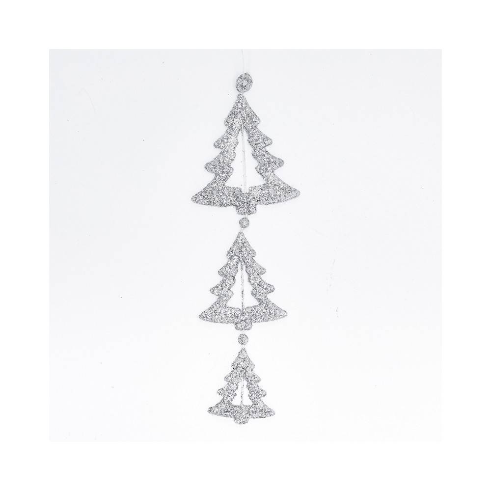 Suspension 3 sapins argentés paillettes | SAPINS.FR