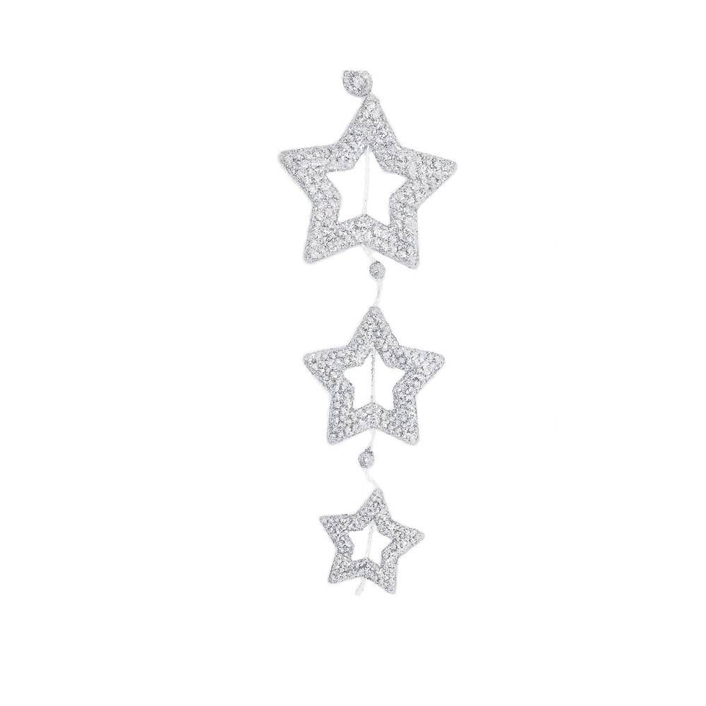 Suspension  3 étoiles argentées paillettes