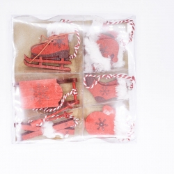 Lot de 6 miniatures  en bois Rouge