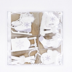 Lot de 6 miniatures  en bois blanc