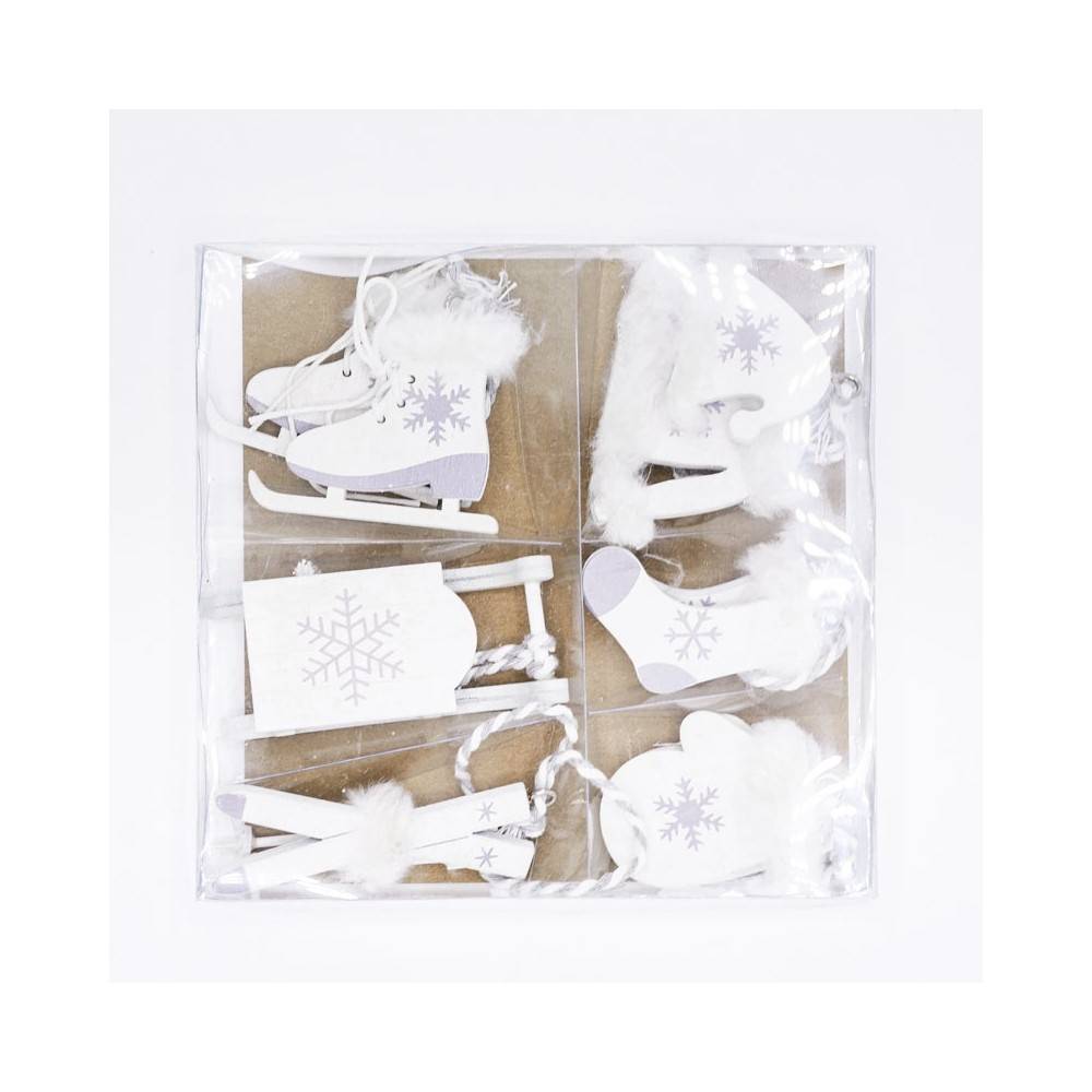 Lot de 6 miniatures  en bois blanc