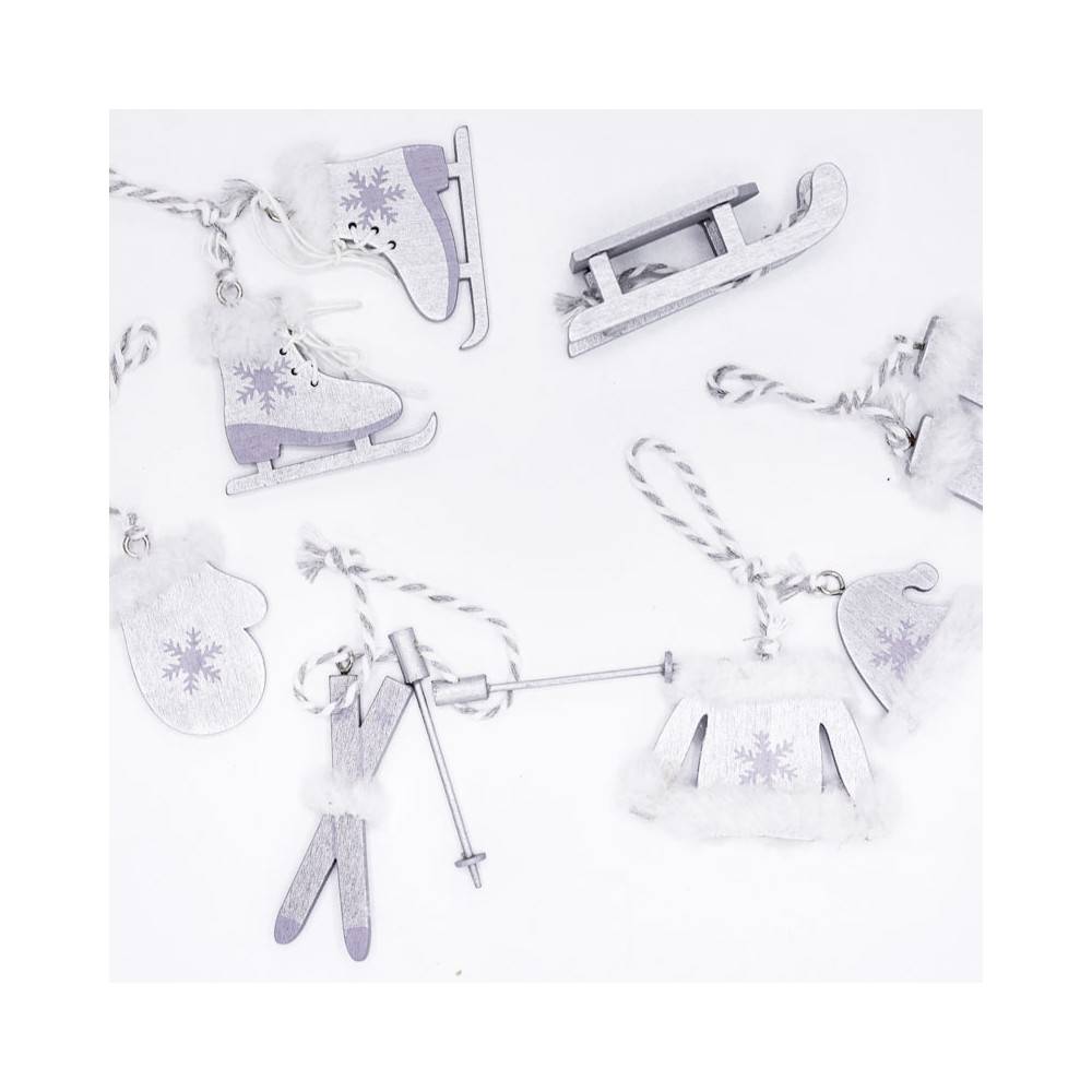Lot de 6 miniatures  en bois gris
