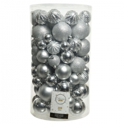 Boule de Noël Classic Argent plastique Maxi