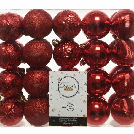 Boule de Noël Classic Rouge plastique Medium