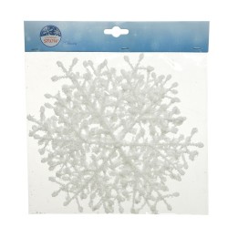 Flocon de neige en relief, blanc, avec des formes délicates et des détails scintillants.