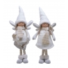 Deux poupées angéliques en blanc, avec chapeaux pointus et ailes délicates, au style doux et f...