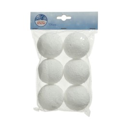 Six boules blanches et duveteuses, emballées dans un sachet transparent.