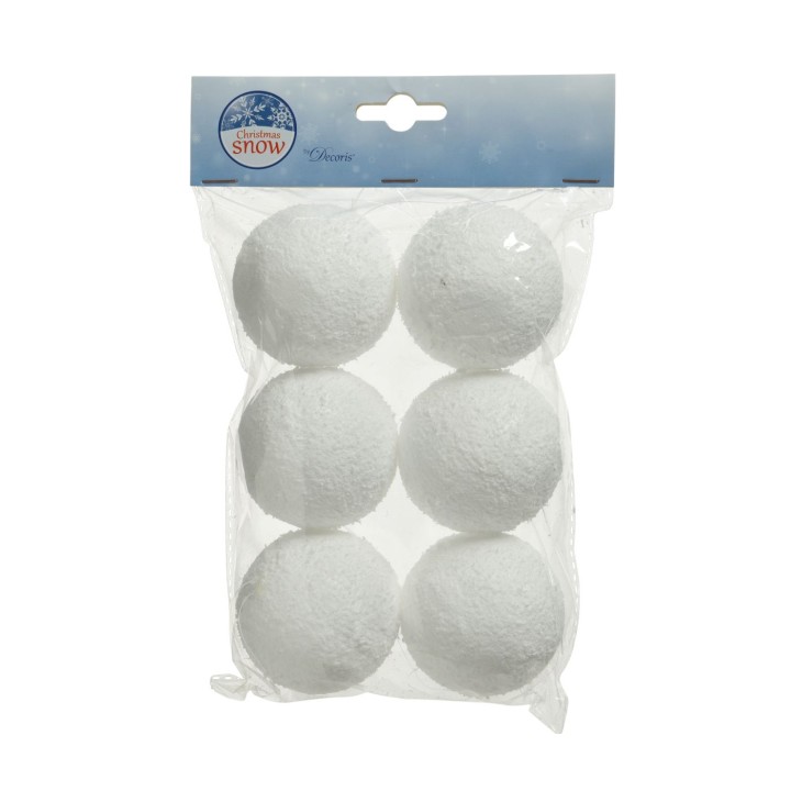 Six boules blanches et duveteuses, emballées dans un sachet transparent.