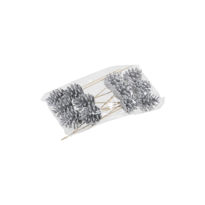 Brins de pin gris argenté, emballés dans un sachet transparent.