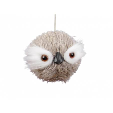 Suspension hibou en fourrure beige Suspension hibou en fourrure beige