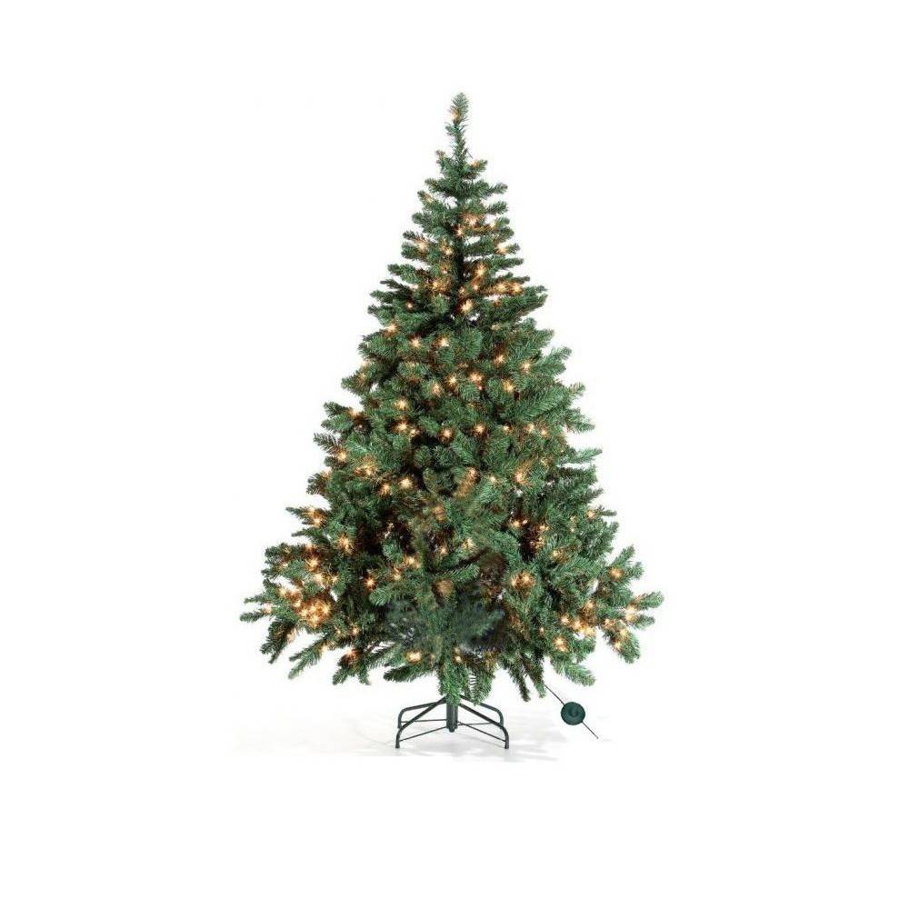 150cm Champagne Tree with Red and Gold Baubles and Warm White LED Lights