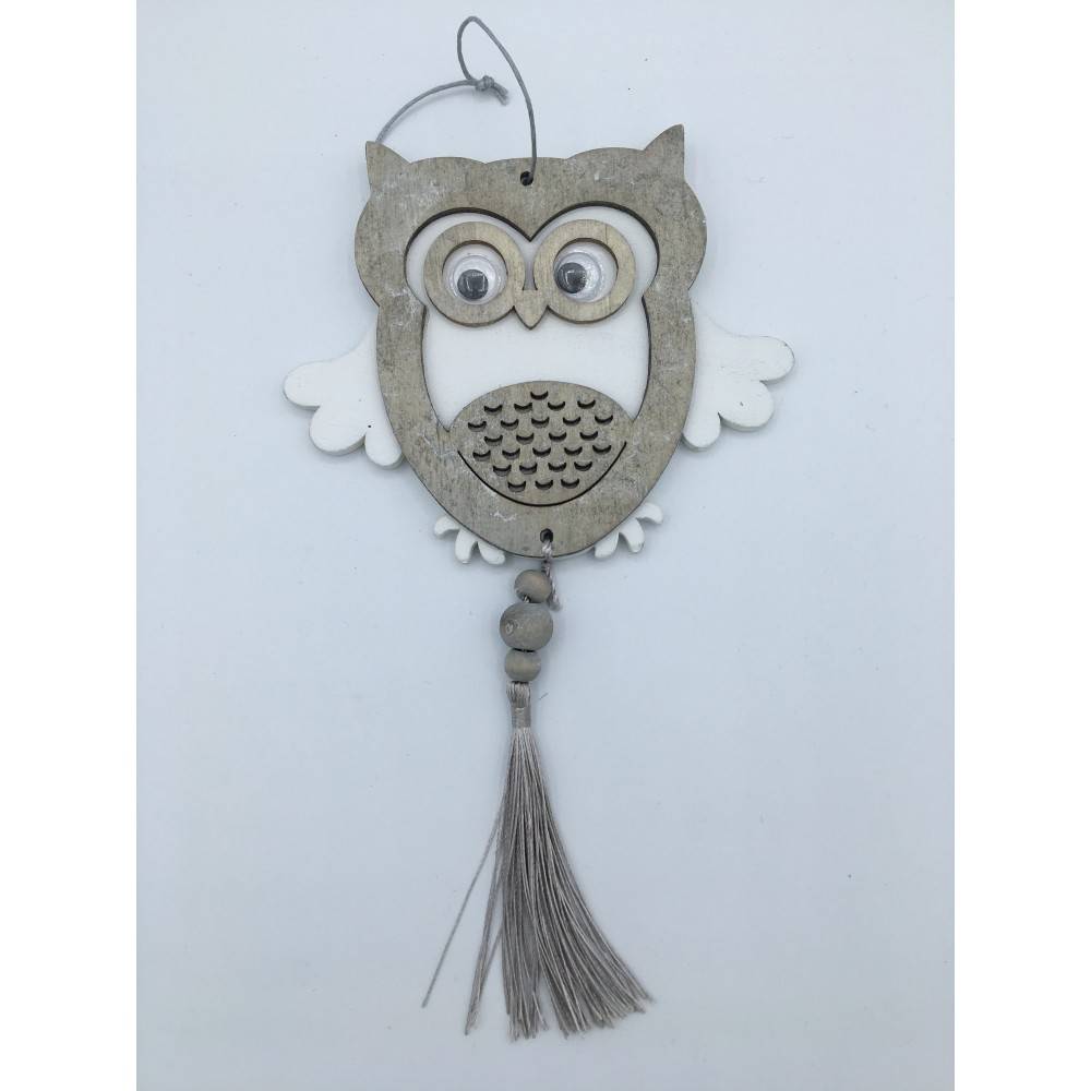Lot de 2 suspensions hibou  en bois OLI