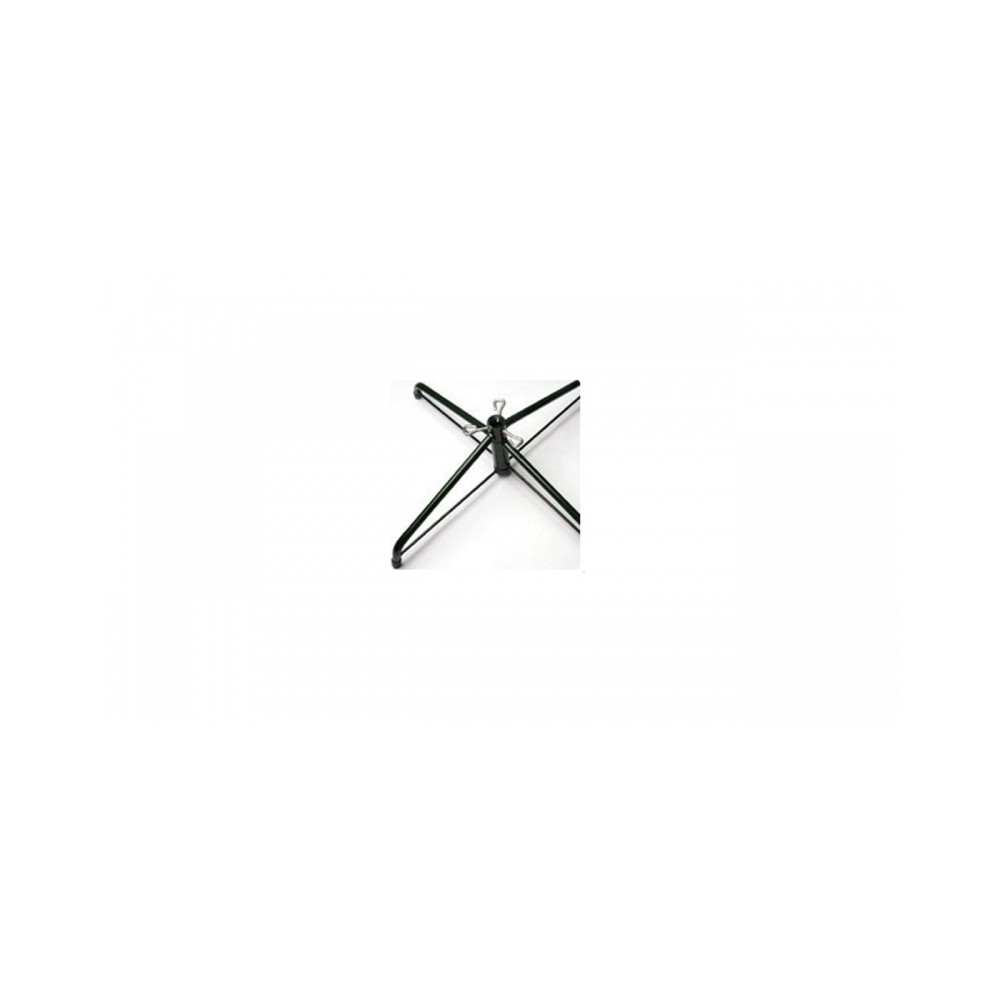 Support noir en métal avec des bras en croix, robuste et minimaliste.