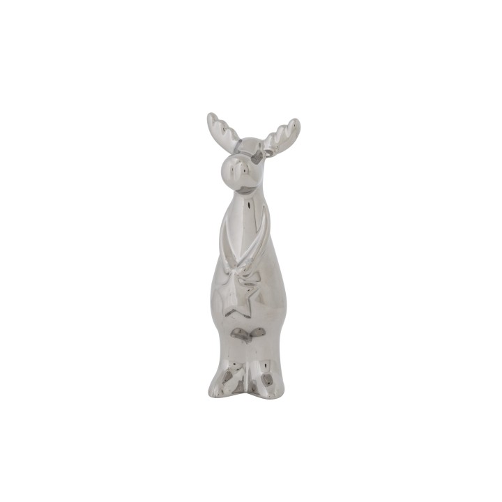 Figurine en céramique blanche, représentant un élan stylisé avec des cornes.