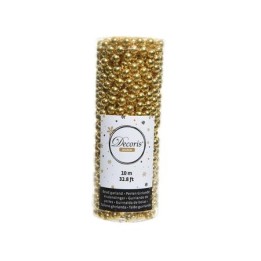 Ruban doré en perles, brillant, enroulé, parfait pour la décoration festive. Longueur de 10 m.