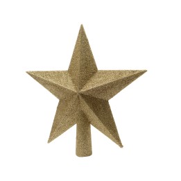 Étoile dorée scintillante à cinq branches, en relief, pour décoration festive.