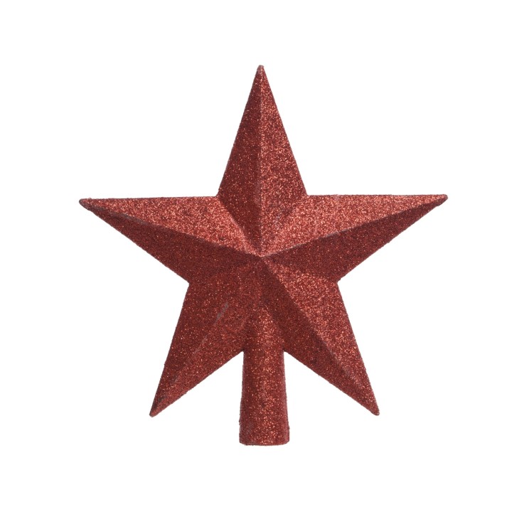Étoile rouge scintillante à huit pointes, en forme géométrique, décorative.