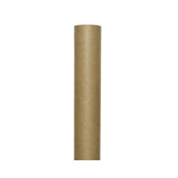 Rouleau de papier kraft marron, texture lisse, cylindrique et minimaliste.