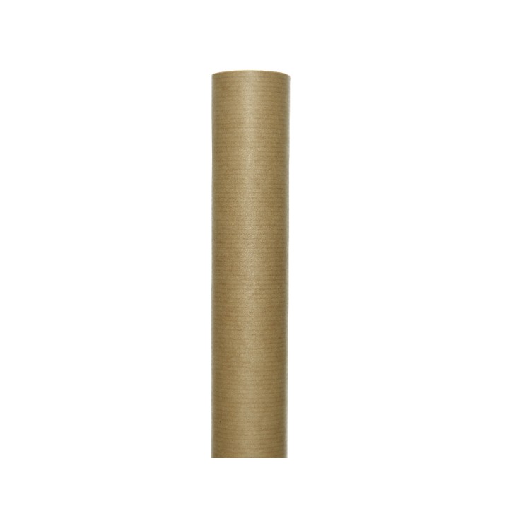 Rouleau de papier kraft marron, texture lisse, cylindrique et minimaliste.