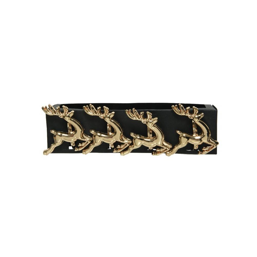 4 ronds de serviettes dorés (cerf)
