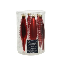 Ornements de Noël en verre rouge, brillants et élégants, présentés dans un emballage transpa...