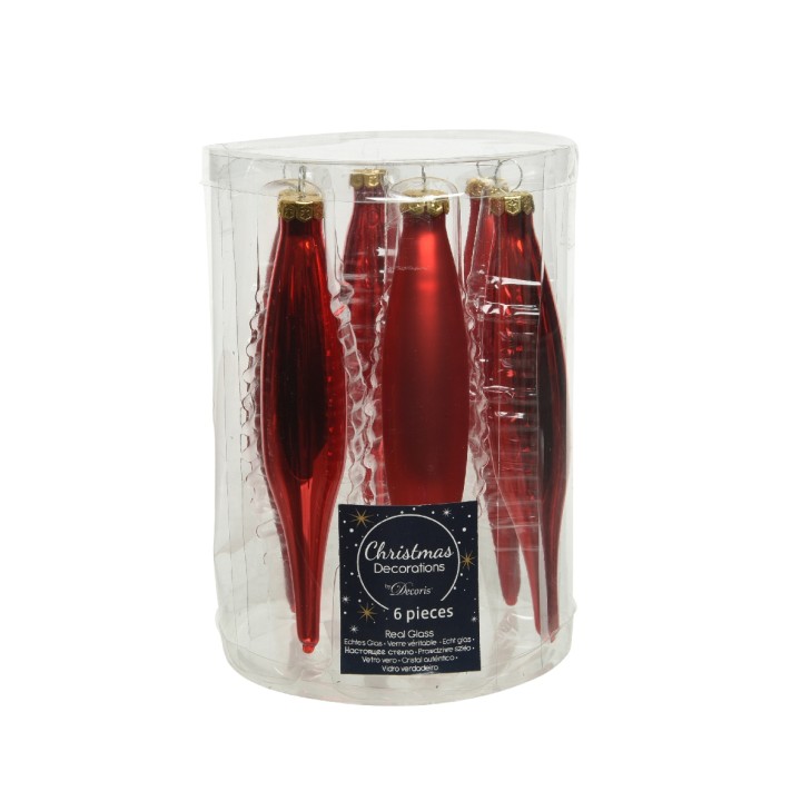 Ornements de Noël en verre rouge, brillants et élégants, présentés dans un emballage transpa...