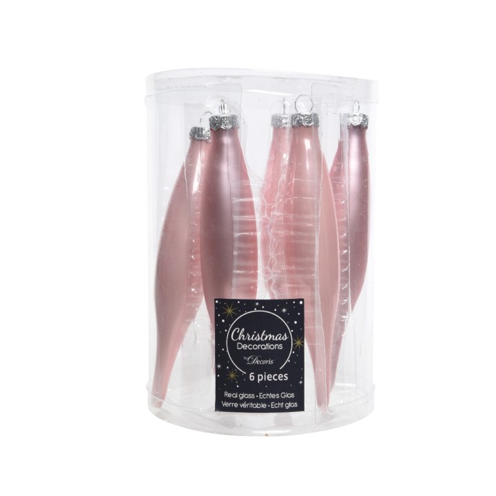 Ornements de Noël en verre rose, en forme d'ailes, brillants et élégants.