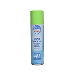 Aérosol bleu et vert, effet neige lumineuse pour décorer à Noël.
