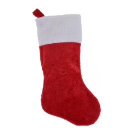 Chaussette de Noël en velours rouge, avec un revers blanc en tissu doux.