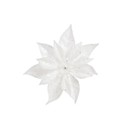 Fleur blanche aux pétales scintillants, délicate et élégante, sur fond uni.