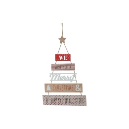 Décorations en bois festives avec inscriptions colorées pour Noël et la nouvelle année.