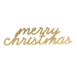 Inscription dorée "Merry Christmas" en lettres cursives élégantes.