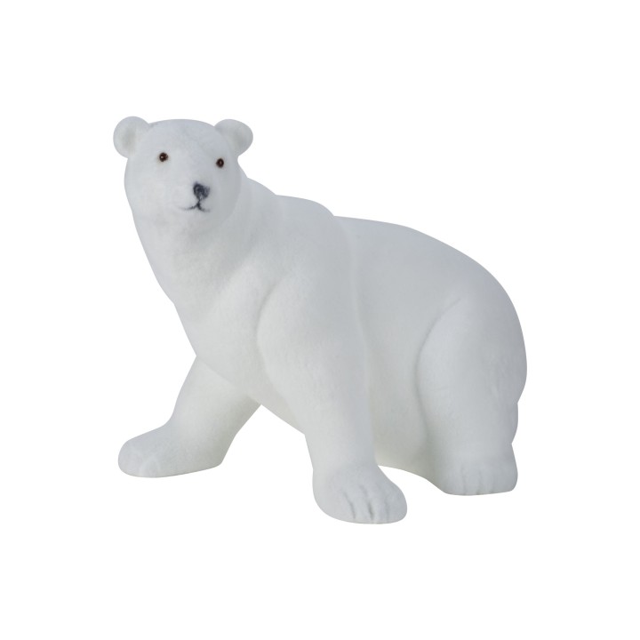 Ours polaire en résine blanche, aux formes douces et au regard apaisant.
