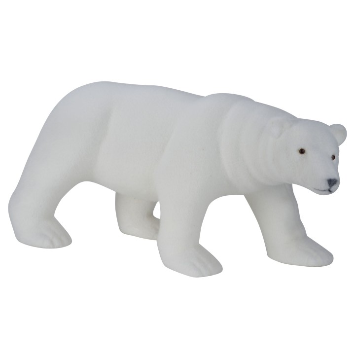 Ours polaire en plastique blanc, aux formes arrondies et détails réalistes.