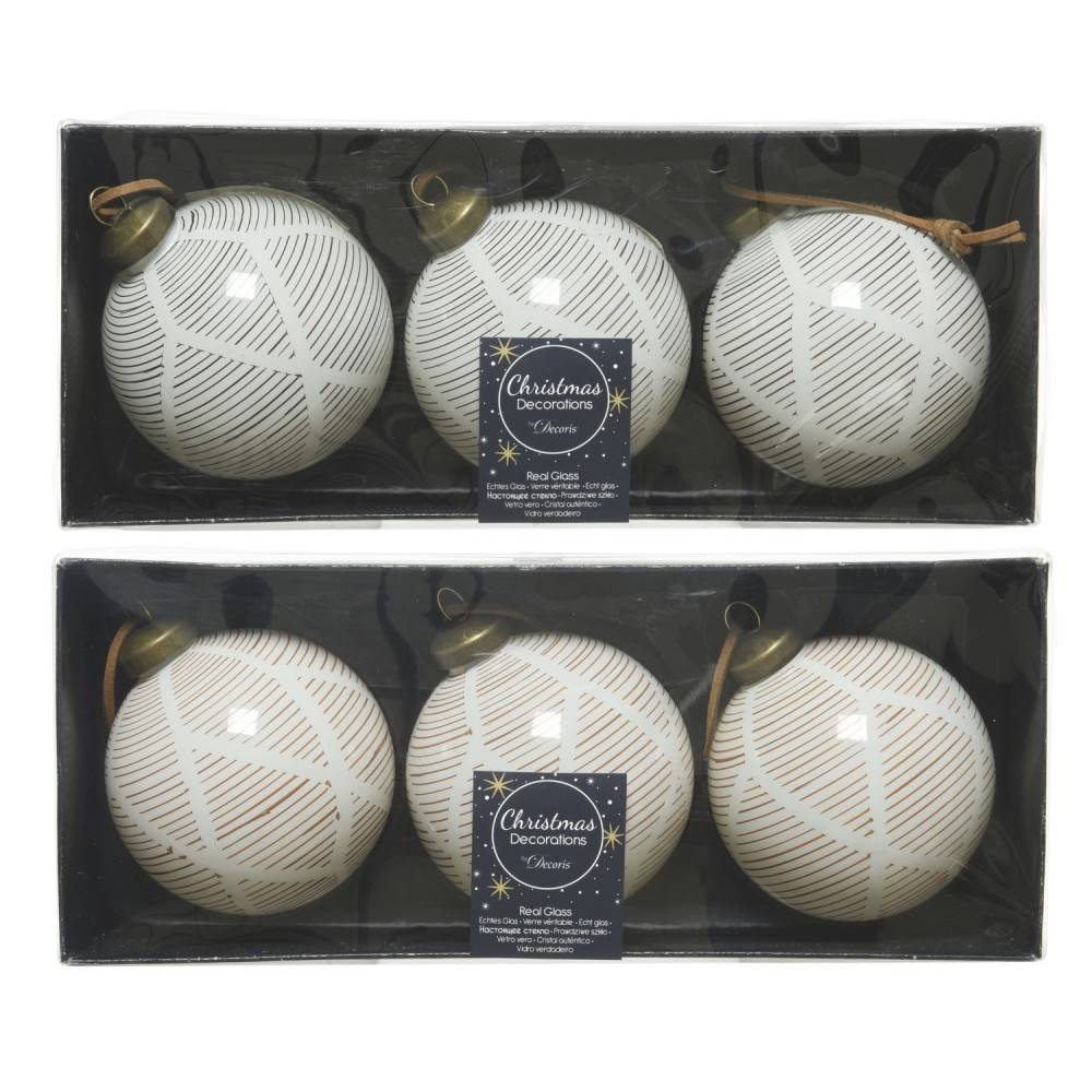 2x3 Boules blanches brillantes lignées
