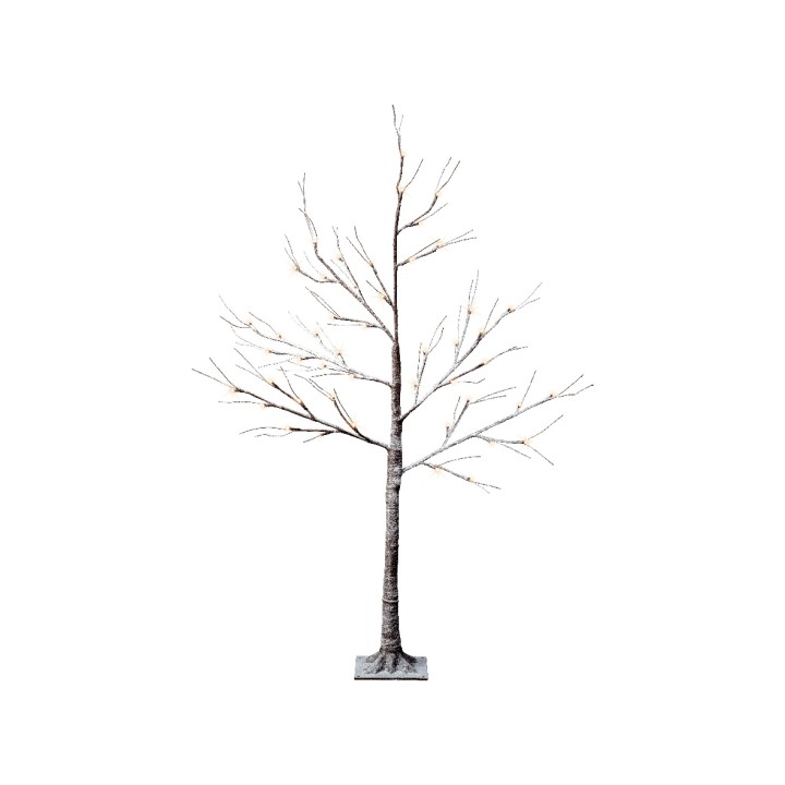 Arbre dépouillé aux branches nues, sur un socle gris, évoquant la saison hivernale.