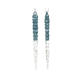 Bijoux en verre, longues gouttes scintillantes bleu et transparent, élégance moderne.