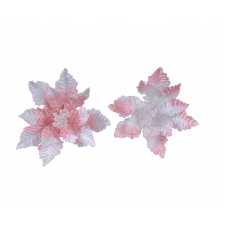 2 Poinsettias roses en velours sur clip