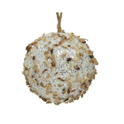 Boule de Noël en bois et paillettes 8cm