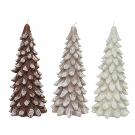 Bougies sapins enneigés 25cm