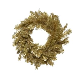 Couronne dorée brillante ornée de feuillage, évoquant la fête et l'élégance.