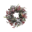 Couronne  artificielle enneigée et baies 40cm