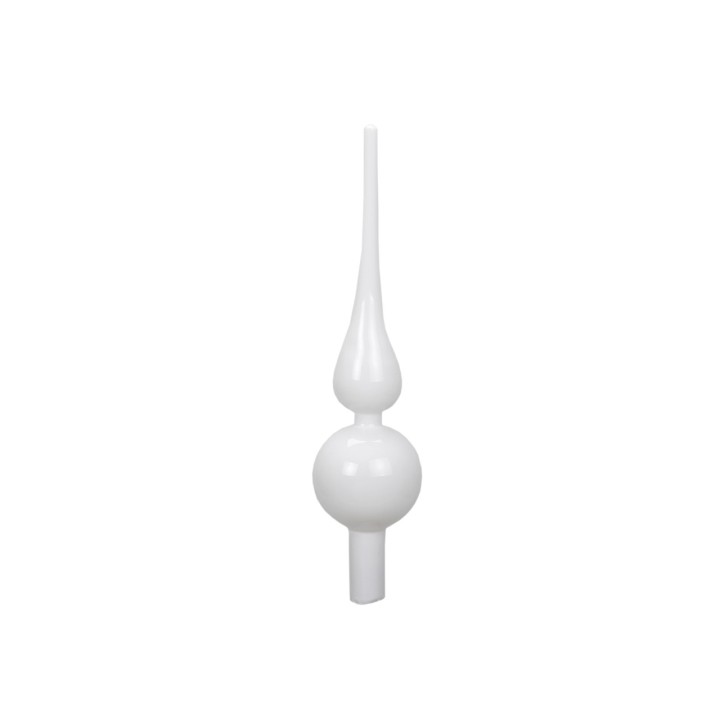 Élégante sculpture blanche en forme de goutte et sphère allongée.