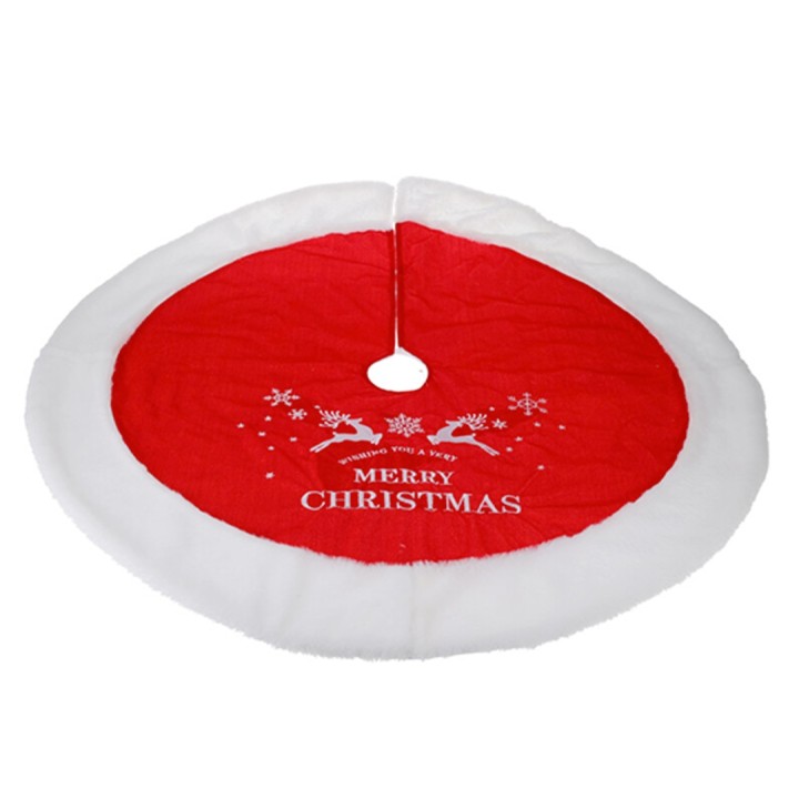 Tapis de Noël rouge avec bordure blanche et inscription joyeuses fêtes, décoré de rennes.