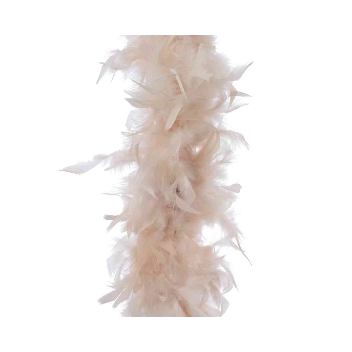 Une guirlande de plumes légères et délicates, teintes en rose pâle.