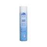 Aérosol blanc et bleu, étiquette claire, spray pour simuler la neige décorative.