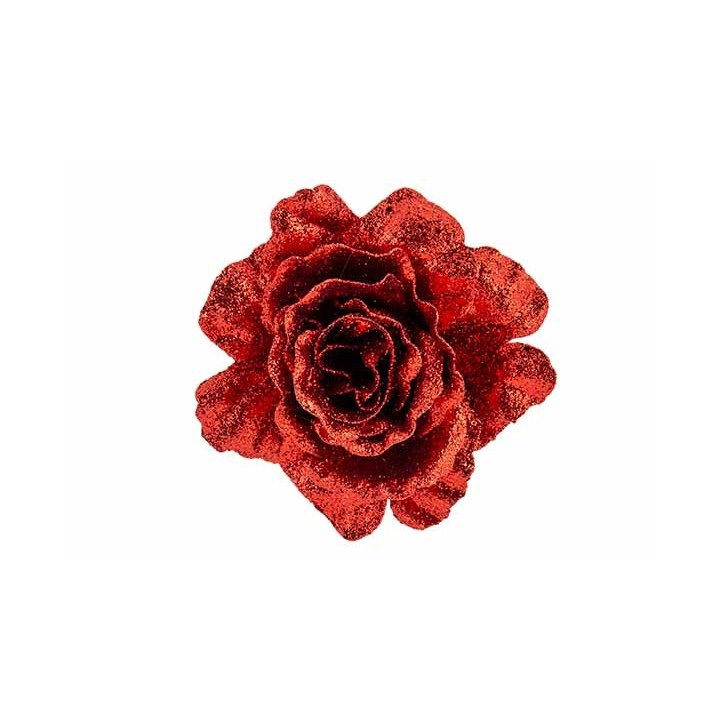 Fleur rouge scintillante aux pétales en forme de velours, éclatante et élégante.